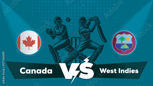 Canada VS West Indies Match , West Indies Vs Canada cricket match , Cricket match concept with creative illustration.eps