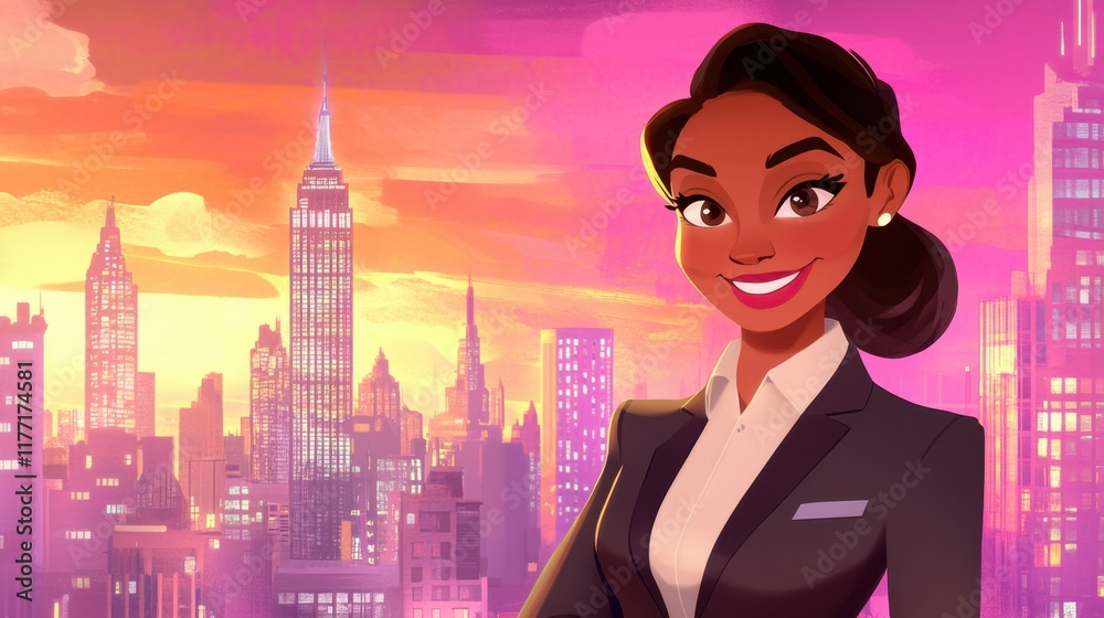 Confident Businesswoman in Urban Landscape at Sunset Confident Businesswoman in Urban Landscape at Sunset