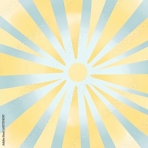 A pattern featuring soft pastel yellow sunbeams blending into a gradient background of pale blue, symbolizing a clear spring morning.
