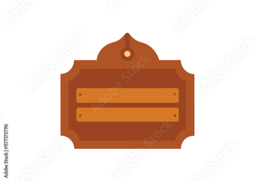 Door plaque hanging wood sign flat illustration on white background
