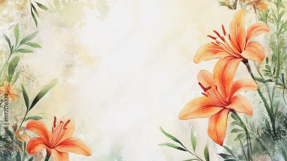 Obraz premium wedding invitation card background vector. Minimal hand painted watercolor botanical flowers texture template background. Design for wedding, vip cover, poster, rsvp moderncard.Valentine's Day