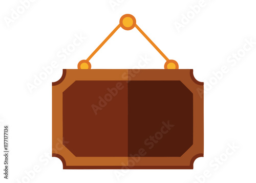 Door plaque hanging wood sign flat illustration on white background
