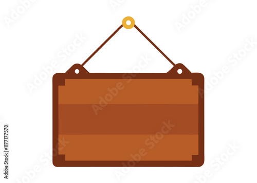 Door plaque hanging wood sign flat illustration on white background
