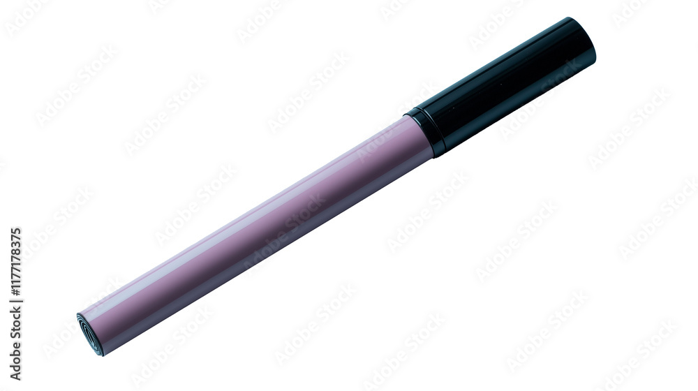 A stylish writing instrument lies horizontally on a cut background. Its elegant design features a black cap and soft pink body for a modern and attractive look. A stylish writing instrument lies horizontally on a cut background. Its elegant design features a black cap and soft pink body for a modern and attractive look.