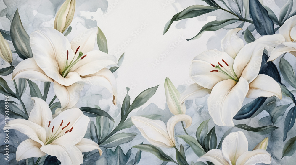 Obraz premium wedding invitation card background vector. Minimal hand painted watercolor botanical flowers texture template background. Design for wedding, vip cover, poster, rsvp moderncard.Valentine's Day