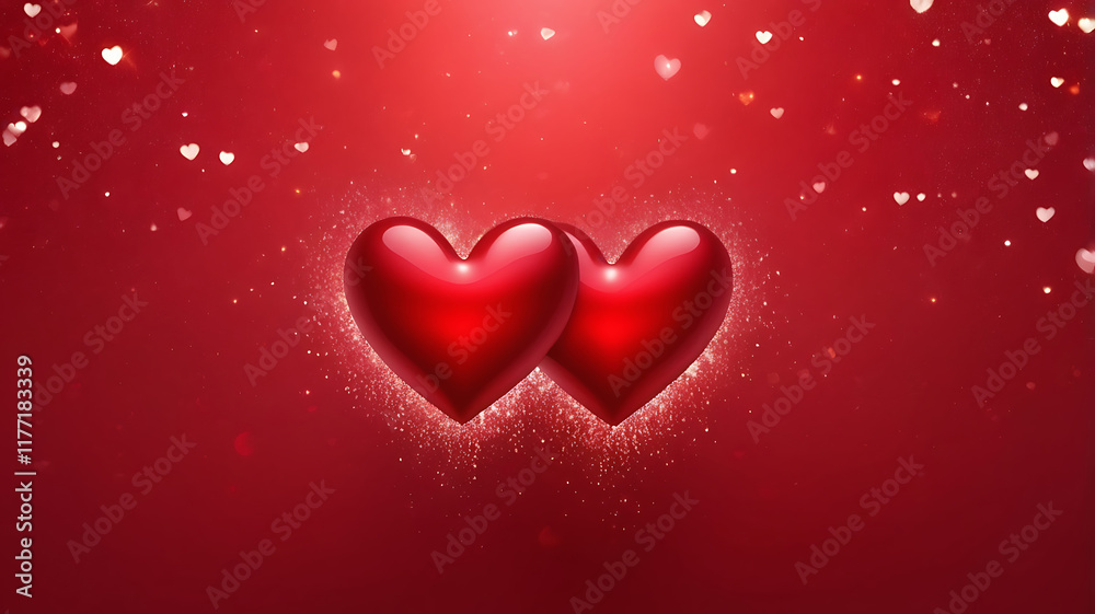 Festive red hearts shaped on sparkling red background. Perfect for Valentine's Day, Romantic celebrations, and love-Themed projects. Festive red hearts shaped on sparkling red background. Perfect for Valentine's Day, Romantic celebrations, and love-Themed projects.