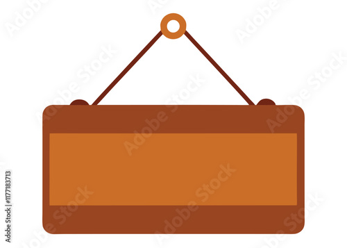 Door plaque hanging wood sign flat illustration on white background
