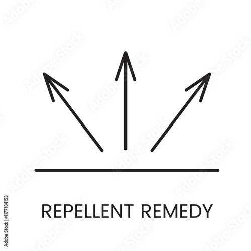 An icon of three upward arrows in vector, symbolizing the dispersion effect of a repellent remedy, with an editable stroke