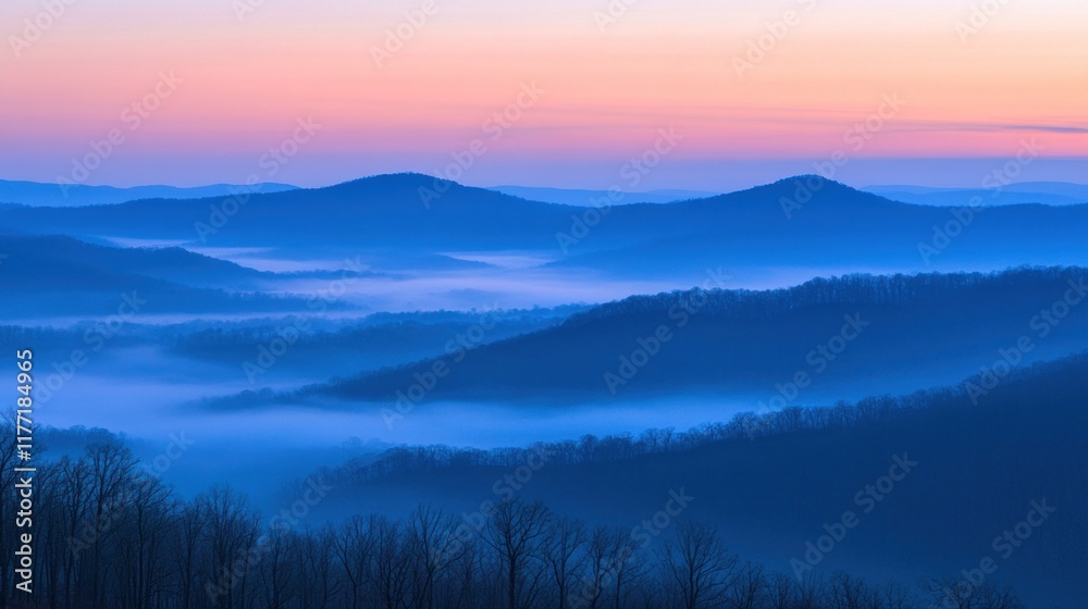 Misty Mountain Sunrise: A Serene Landscape