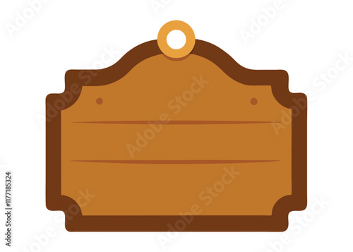 Door plaque hanging wood sign flat illustration on white background
