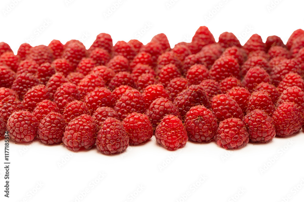 Tasty fresh raspberry isolated on a white background. Top view. Tasty fresh raspberry isolated on a white background. Top view.