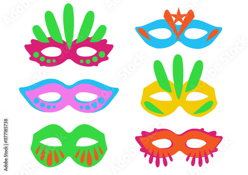 Brazilian carnival colorful masks vector