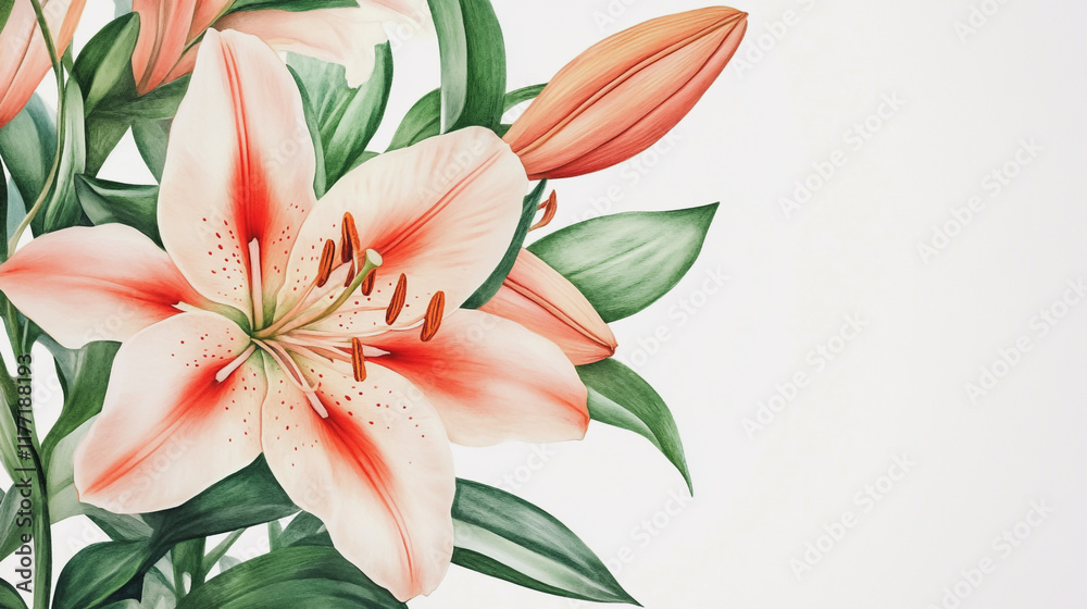 Fototapeta premium wedding invitation card background vector. Minimal hand painted watercolor botanical flowers texture template background. Design for wedding, vip cover, poster, rsvp moderncard.Valentine's Day