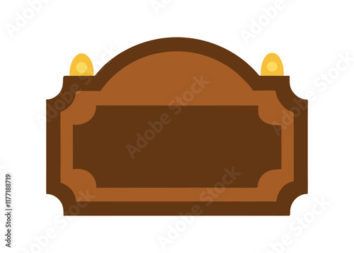 Door plaque hanging wood sign flat illustration on white background
