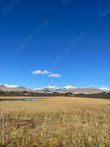 Mountain landscape with blue sky