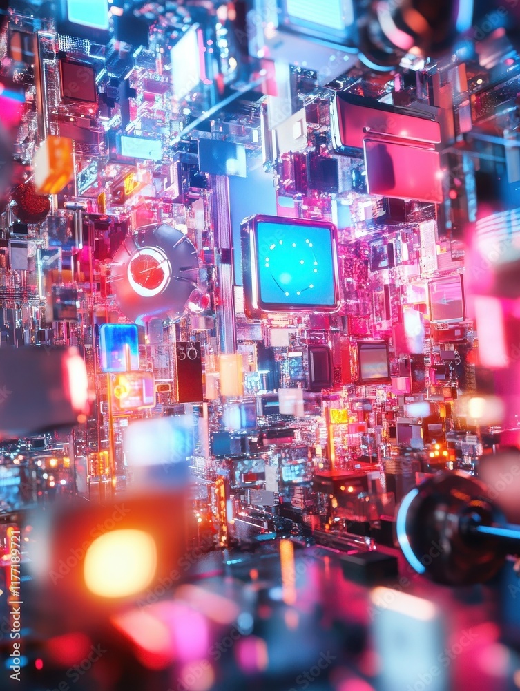 Obraz premium Background conceptual image of digital 3d icons