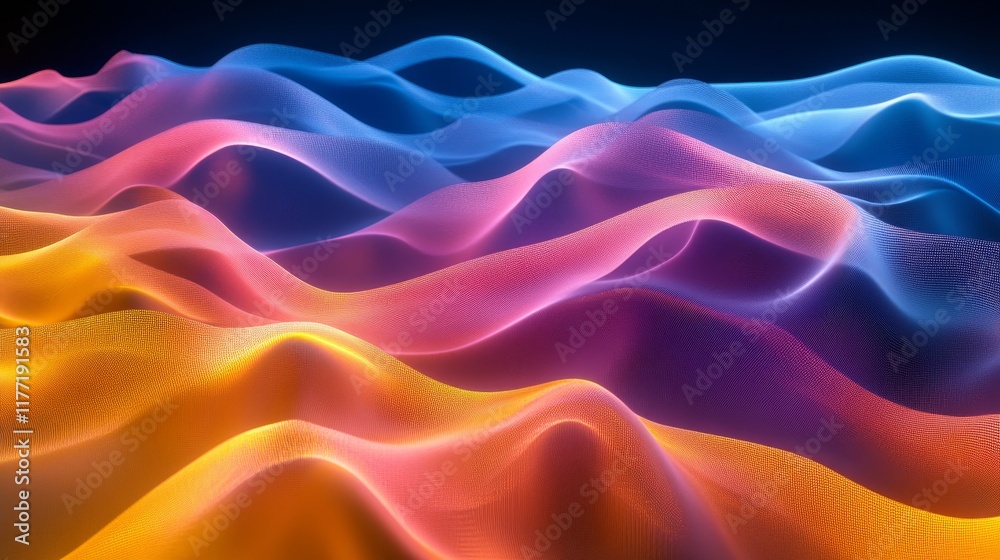 Fototapeta premium Vibrant Waves Colors Abstract Flowing Shapes Gradient Light