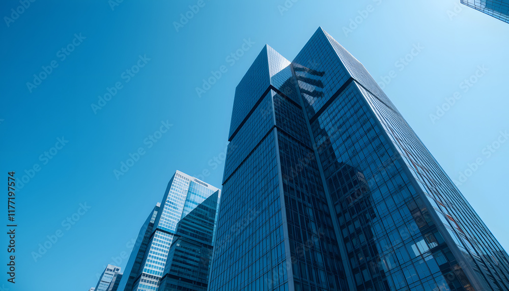 Modern business office skyscrapers. High-rise buildings with blue sky. bright and clean high tech office background
Modern business office skyscrapers. High-rise buildings with blue sky. bright and clean high tech office background