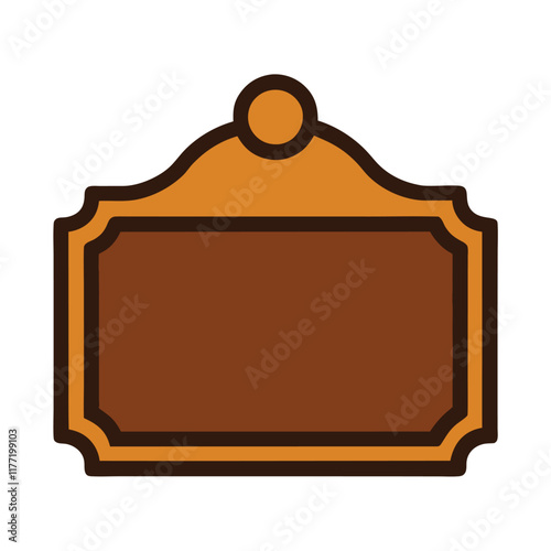 Door plaque hanging wood sign flat illustration on white background
