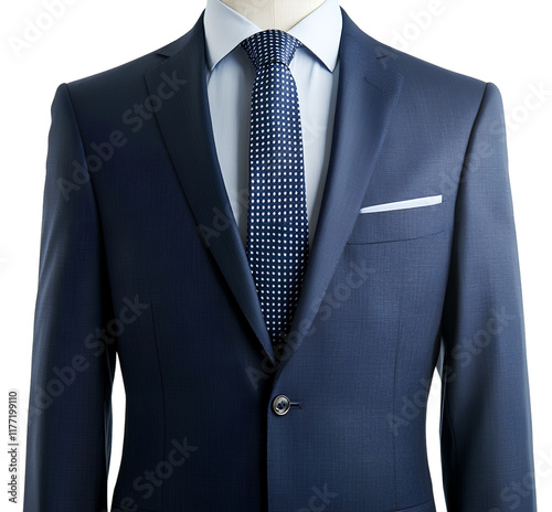  A dark blue suit with a tie, no human body is visible in the background png