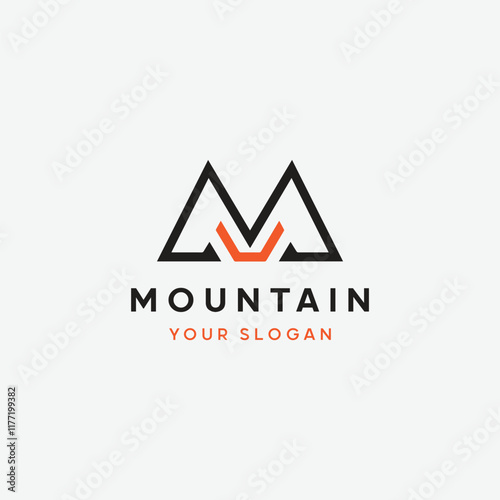 Letter M mountain monogram logo design template
