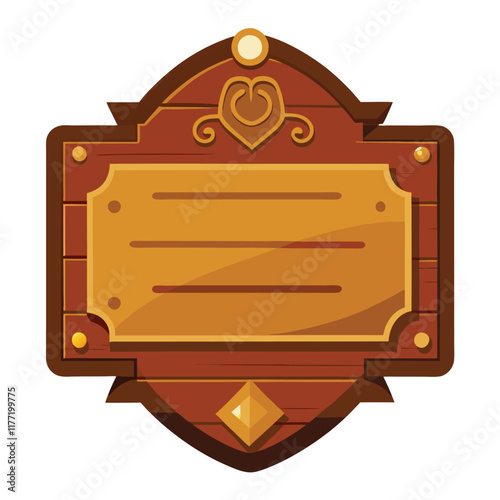 Door plaque hanging wood sign flat illustration on white background
