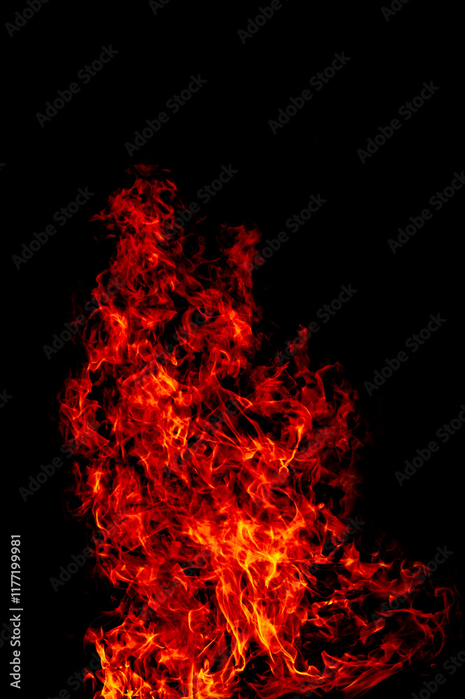 yellow, orange and red Fire flame isolated on background