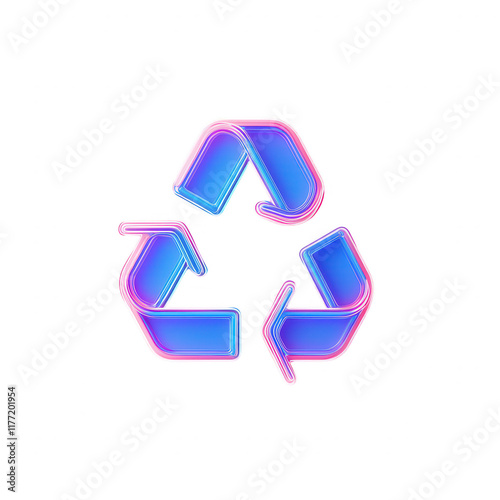 Stylish recycling symbol in vibrant colors, promoting eco-friendliness and sustainability., isolated on a transparent background.