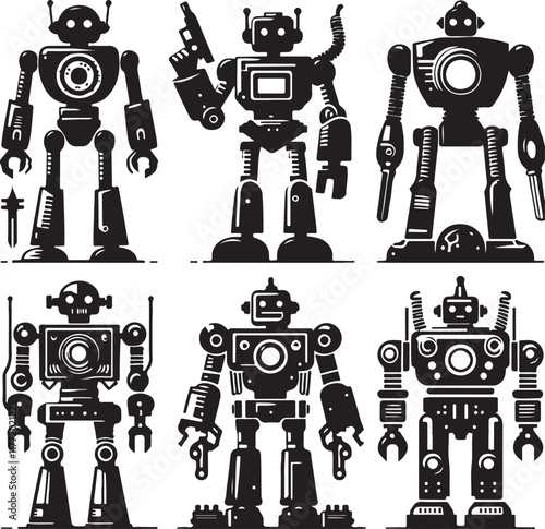 Robot Vectors for Sci-Fi and Tech Artwork