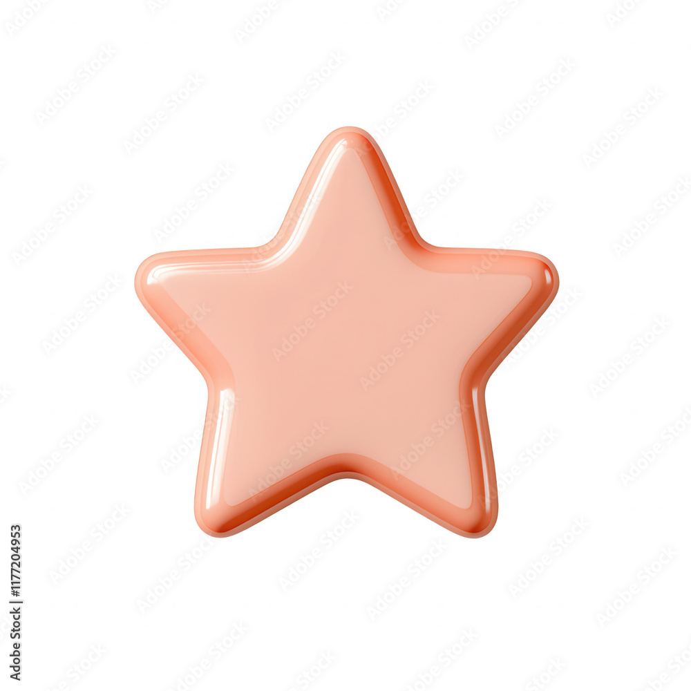 A glossy, peach-colored star icon in a minimalist design for various creative projects., isolated on a transparent background. A glossy, peach-colored star icon in a minimalist design for various creative projects., isolated on a transparent background.