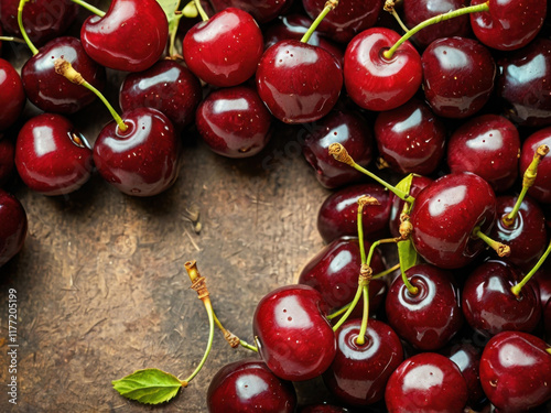 Fondo con cerezas y espacio de copia
