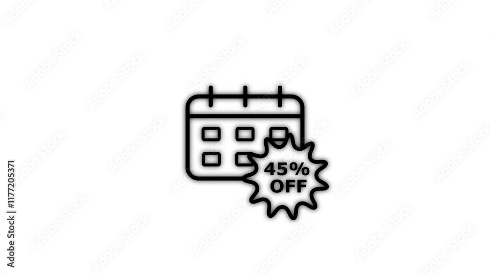 Discount Calendar Icon - 45% Off Sale Promotion .Event Planning with Special Offer - Modern Design Icon animation Discount Calendar Icon - 45% Off Sale Promotion .Event Planning with Special Offer - Modern Design Icon animation