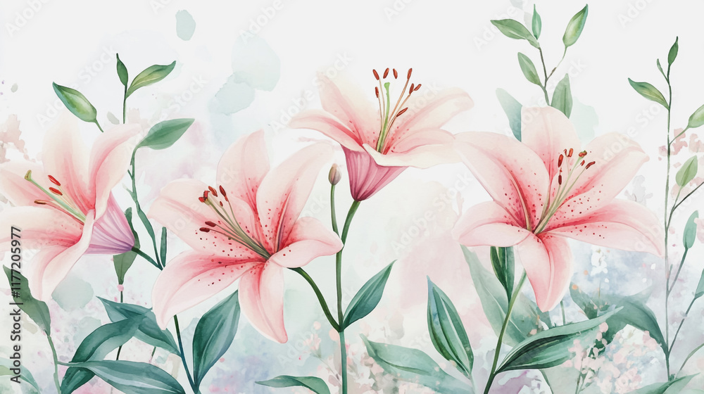Obraz premium wedding invitation card background vector. Minimal hand painted watercolor botanical flowers texture template background. Design for wedding, vip cover, poster, rsvp moderncard.Valentine's Day