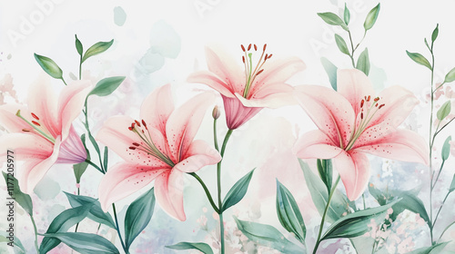 wedding invitation card background vector. Minimal hand painted watercolor botanical flowers texture template background. Design for wedding, vip cover, poster, rsvp moderncard.Valentine's Day