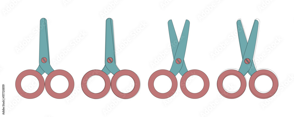 © Tanya Selez - Set of blue and pink scissors. Scissors open and closed. Sewing decor, elements.eps © Tanya Selez - Set of blue and pink scissors. Scissors open and closed. Sewing decor, elements.eps