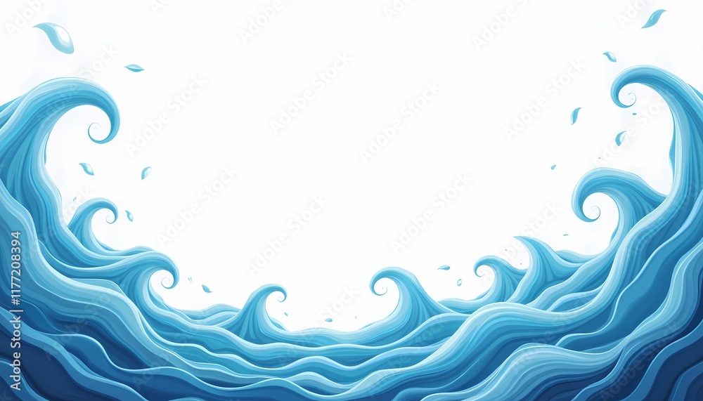 Abstract ocean waves with blank white space Abstract ocean waves with blank white space