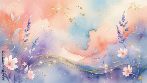 Soft floral watercolor background with flowers in a nature-inspired pastel and soft pink design.
