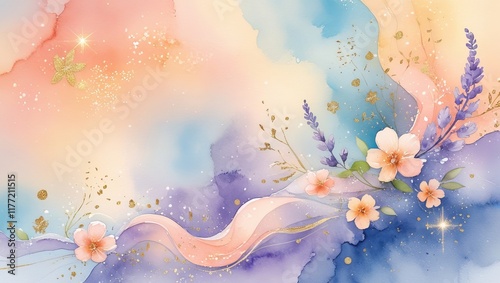 Soft floral watercolor background with flowers in a nature-inspired pastel and soft pink design.