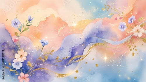 Soft floral watercolor background with flowers in a nature-inspired pastel and soft pink design.