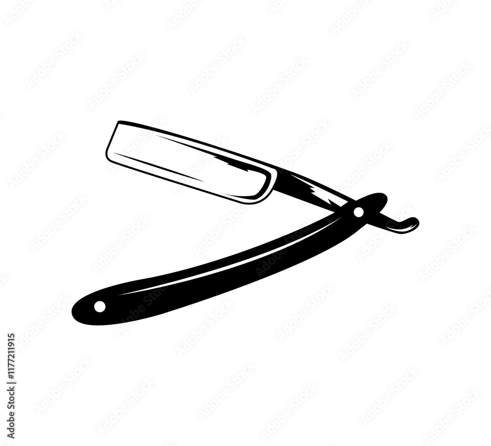 Straight razor. Barber tool. Vector isolated illustration on white background.eps Straight razor. Barber tool. Vector isolated illustration on white background.eps