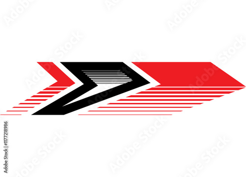 Vector sports stripe on a white background. Striped pattern. Design element for car, motorcycle, boat, sportswear, toy. Modern vector background.