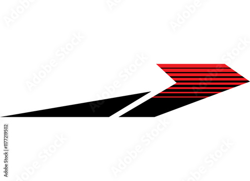 Speed ​​Sports vector pattern. Abstract sharp arrow from lines. Fashionable striped design element for car, motorcycle, boat, sportswear, toy. Vector background. Applique. Racing strip.