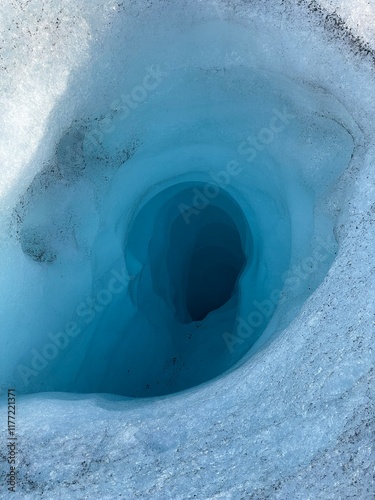 blue ice in the snow