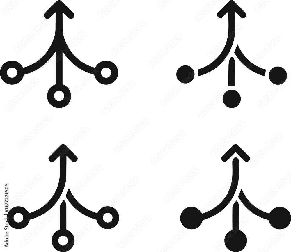 Consolidation icon in flat style set. Merge symbol. Simple consolidate abstract icon in black symbol for website design, app, ui Vector illustration