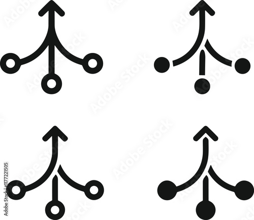 Consolidation icon in flat style set. Merge symbol. Simple consolidate abstract icon in black symbol for website design, app, ui Vector illustration