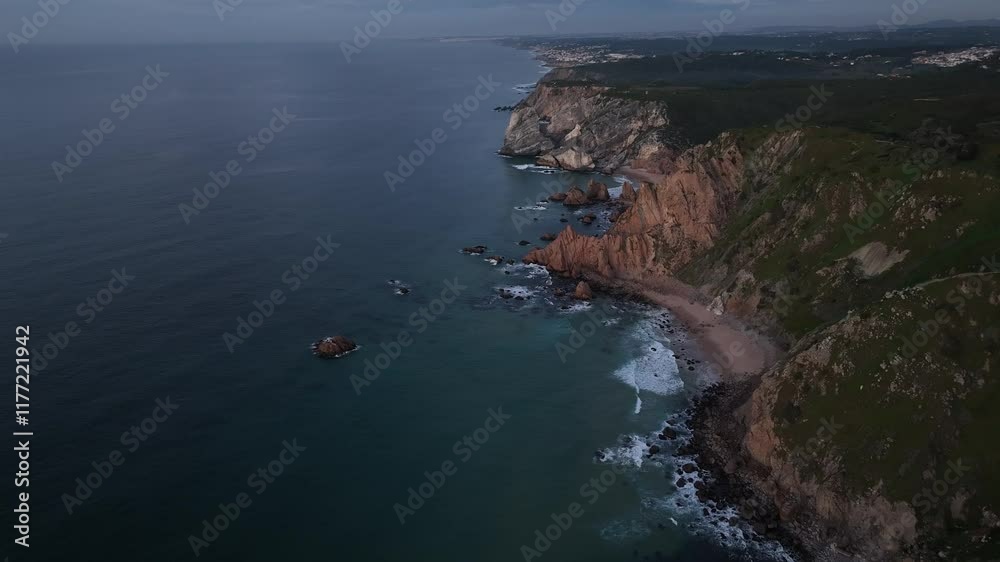 Aerial shot of Cabo Da Roca in amazing sunrise over blue ocean - Westernmost Point Of The Mainland Of The European Continent
Aerial shot of Cabo Da Roca in amazing sunrise over blue ocean - Westernmost Point Of The Mainland Of The European Continent