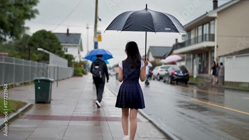 A happy young Japanese woman is excited to start a new school year