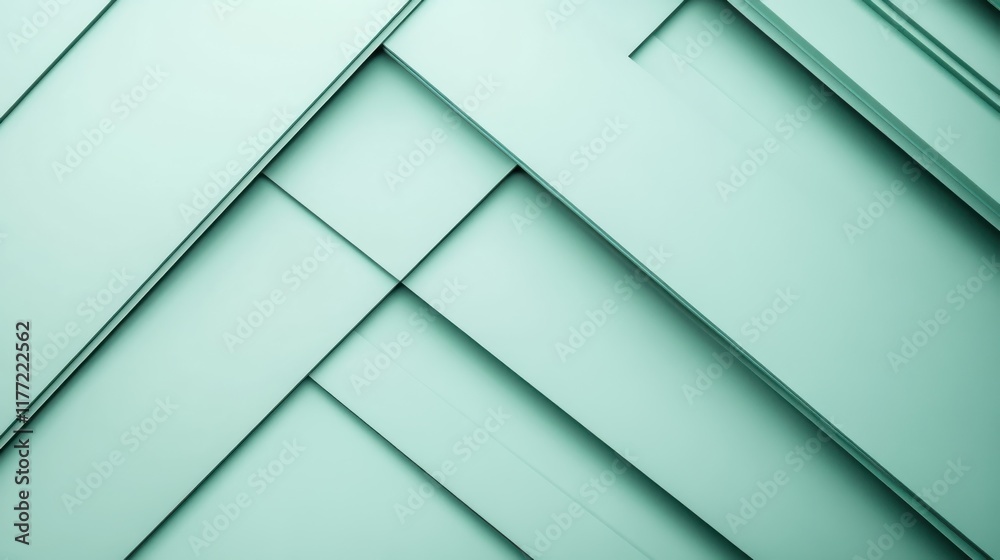 Fototapeta premium Soft muted mint pencil strokes create a textured background with layered geometric patterns suitable for design projects
