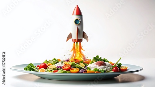 Fototapeta Naklejka Na Ścianę i Meble -  Ambitious New Venture Launch: Rocket Food Photography