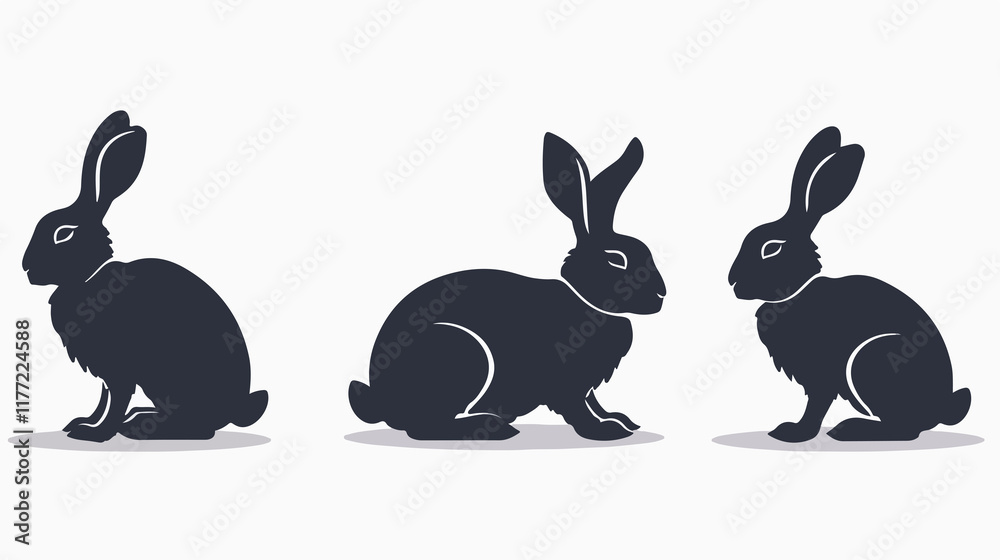 Obraz premium Rabbit Silhouettes Collection - Set of Four Graphic Elements